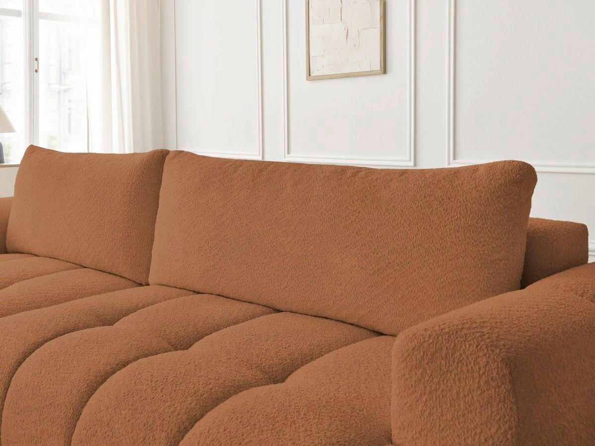 ECKSCHLAFSOFA FUJI Bouclé Orange  inkl.  - Schwarz/Orange, MODERN, Kunststoff/Textil (160/292cm)