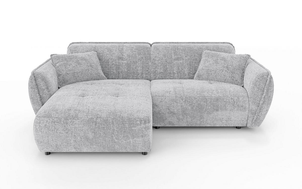 ECKSOFA Nelia Hellgrau Chenille  - Hellgrau/Schwarz, Design, Kunststoff/Textil (155/252cm) - P & B