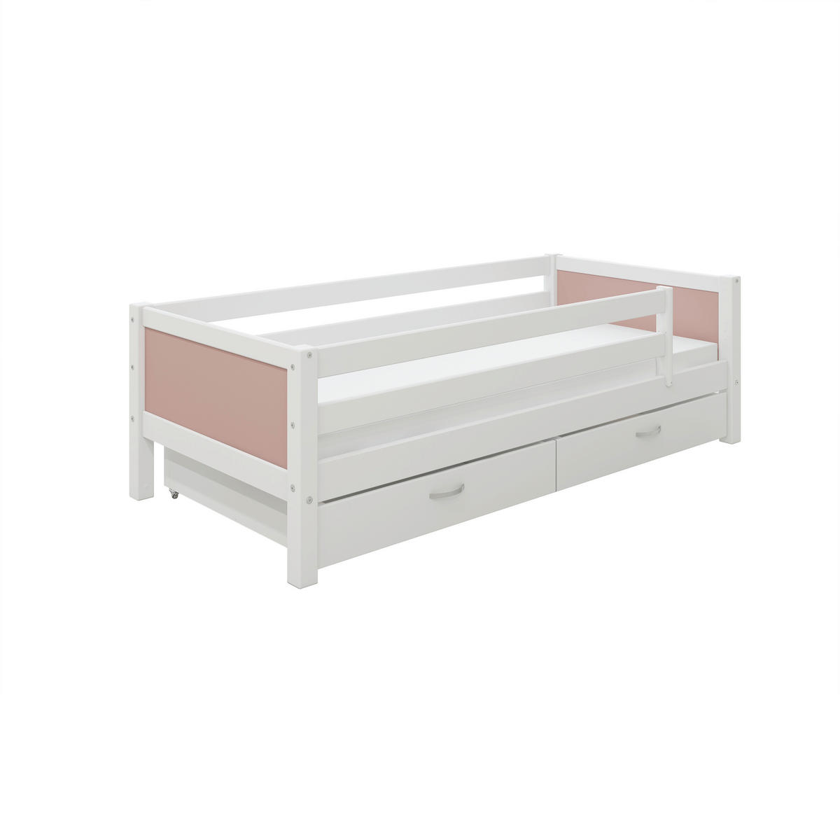 BETT 90/200 cm,  in Rosa, Weiß, Rollrost, Absturzsicherung, Bettschubladen  - Rosa/Weiß, MODERN, Holz (90/200cm) - Chameo