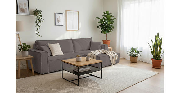 ECKSOFA inkl. Funktionen Anthrazit Cord  - Anthrazit/Schwarz, Design, Textil (267/141cm) - Xora