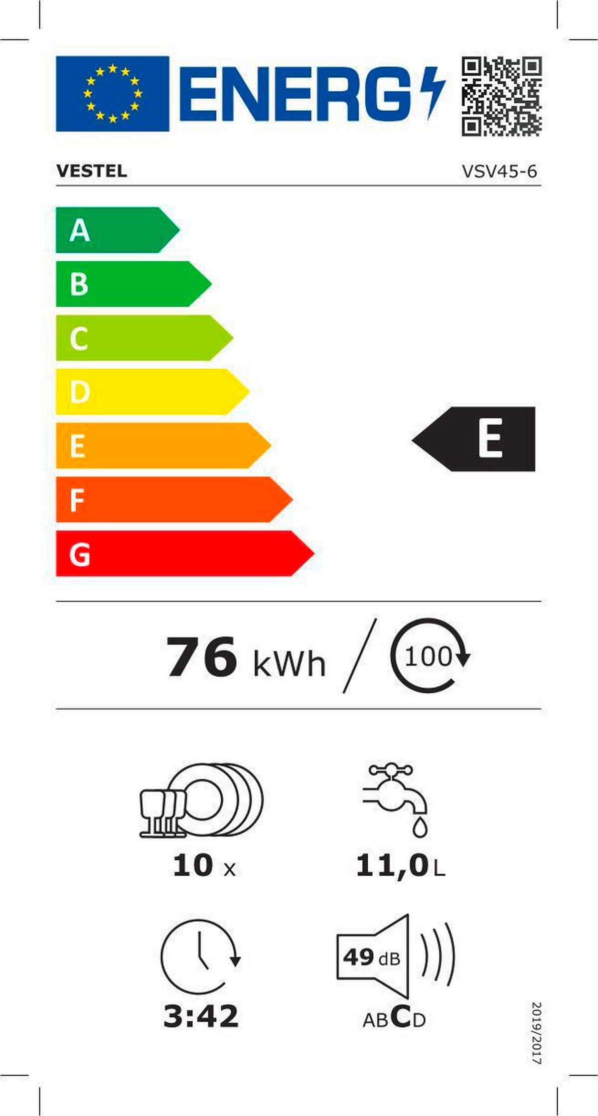 GESCHIRRSPÜLER VSV45-6  - Silberfarben, Basics, Kunststoff/Metall (44,8/82,0/55,0cm) - Vestel