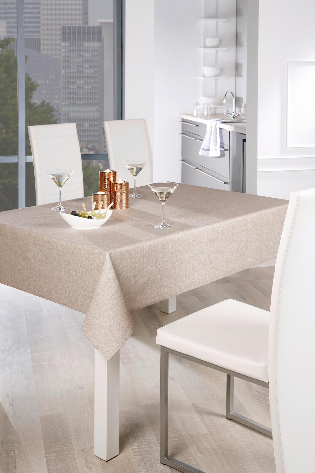TISCHDECKE OSLO Textil Sandfarben 130/160 cm  - Sandfarben, Basics, Textil (130/160cm) - Peyer Syntex