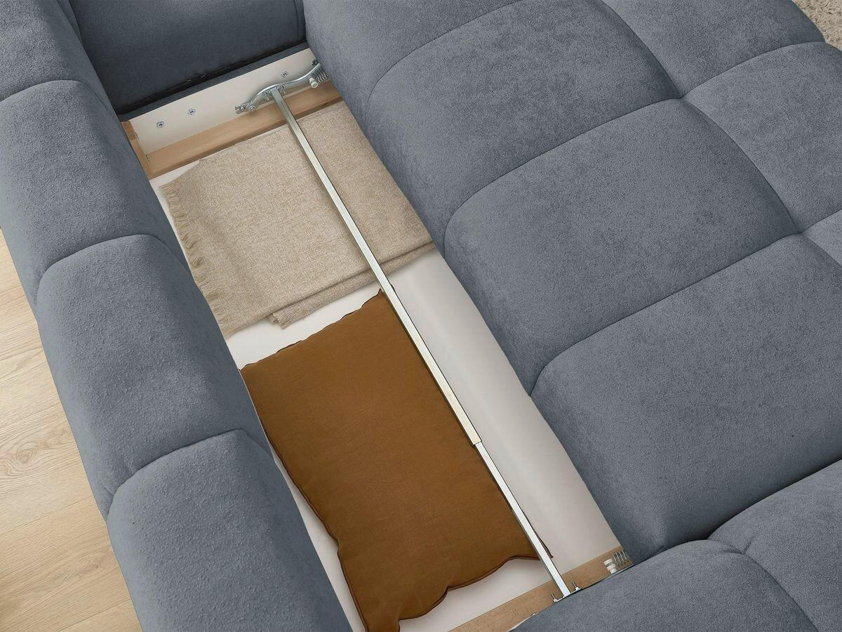 ECKSCHLAFSOFA EVEREST  mit Rücken echt, Armteil links, Armteil rechts Struktur Dunkelblau  - Schwarz/Dunkelblau, MODERN, Kunststoff/Textil (318/180cm) - Livetastic