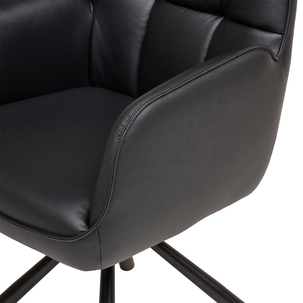 STOLICA S NASLONOM ZA RUKE  crna  koža      - crna, Moderno, koža/metal (58,5/87,5/61cm) - Livetastic
