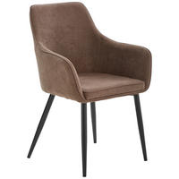 ARMLEHNSTUHL  in Eisen Mikrofaser  - Schwarz/Braun, KONVENTIONELL, Textil/Metall (59/88,5/60,5cm) - Livetastic