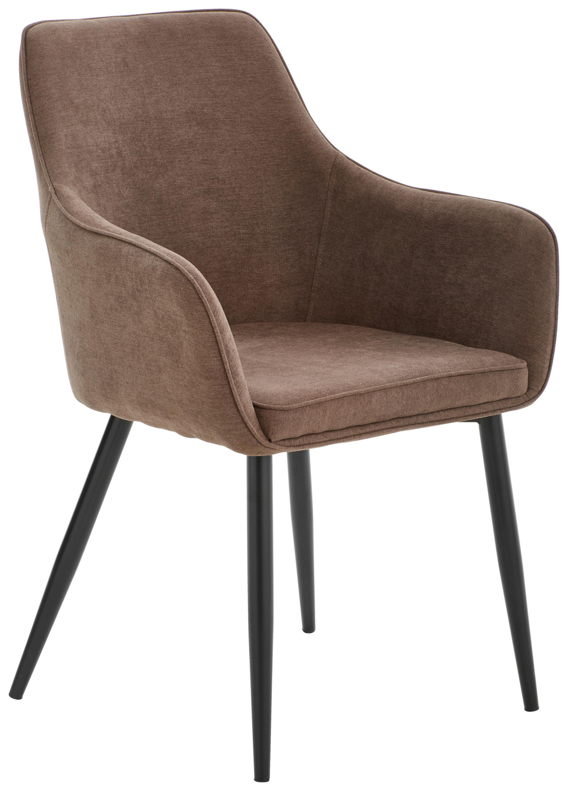 SCAUN CU BRAȚE din metal, textil, maro, negru,