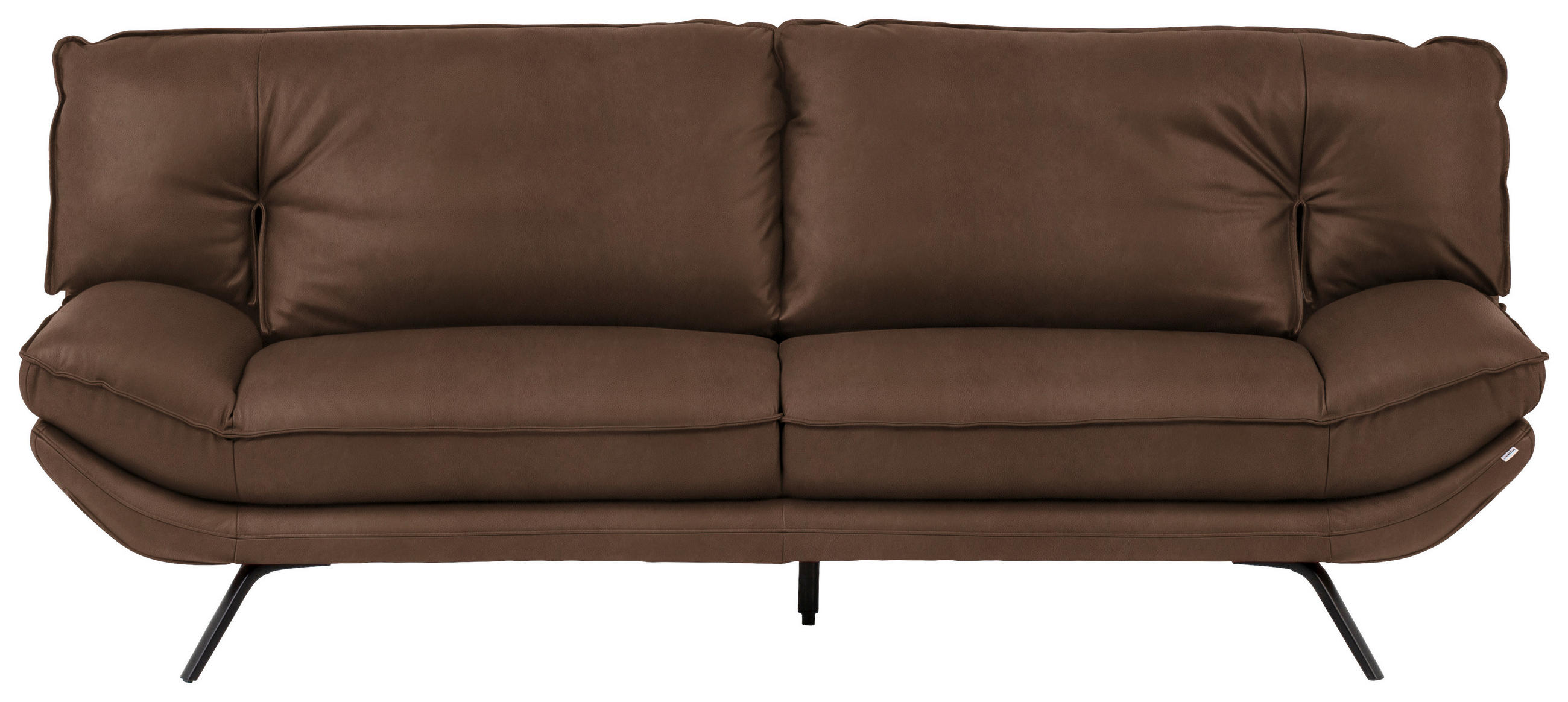 3-SITZER-SOFA in Leder Dunkelbraun  - Dunkelbraun/Schwarz, Design, Leder/Metall (226/95/95cm) - Celina