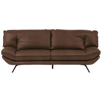 3-SITZER-SOFA in Echtleder Dunkelbraun  - Dunkelbraun/Schwarz, Design, Leder/Metall (226/95/95cm) - Celina