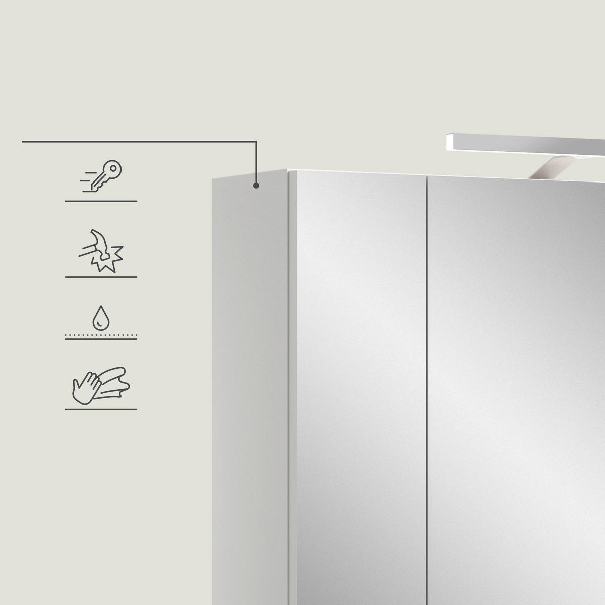 SPIEGELSCHRANK 60/55/46 cm  - Weiß Hochglanz/Weiß, MODERN, Holzwerkstoff (60/55/46cm) - MID.YOU