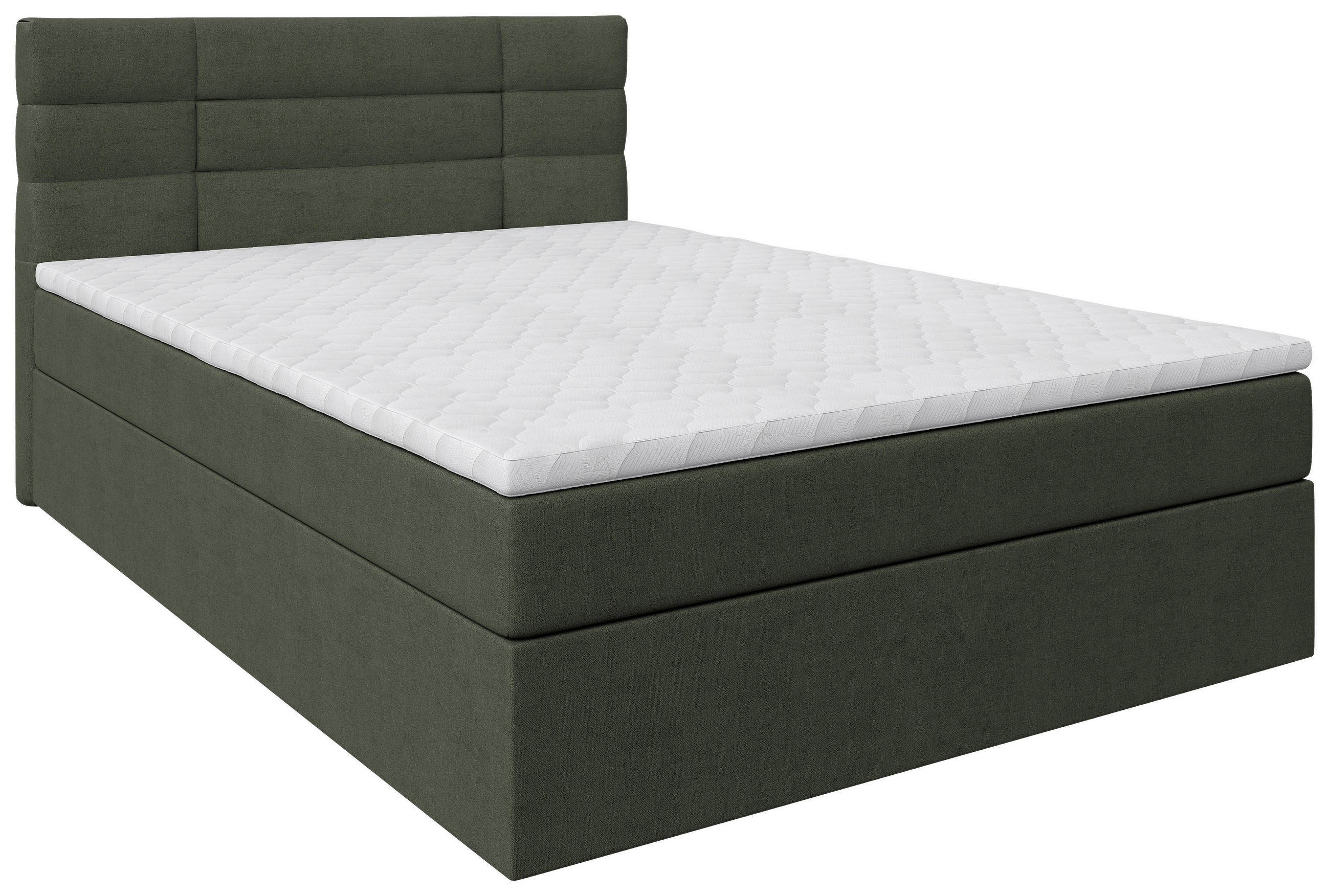 BOXBETT 140/200 cm,  in Dunkelgrün, Matratze, Rollrost, Topper, H2 = mittel  - Dunkelgrün/Schwarz, KONVENTIONELL, Holz/Kunststoff (140/200cm) - Boxxx