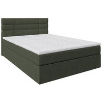 BOXBETT 140/200 cm,  in Dunkelgrün, Matratze, Rollrost, Topper, H2 = mittel  - Dunkelgrün/Schwarz, KONVENTIONELL, Holz/Kunststoff (140/200cm) - Boxxx