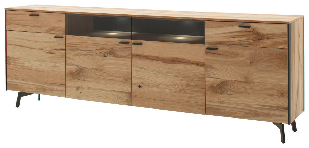 SIDEBOARD Anthrazit, Eichefarben  242/72/43 cm  - Eichefarben/Anthrazit, Design, Glas/Holz (242/72/43cm) - Schöner Wohnen