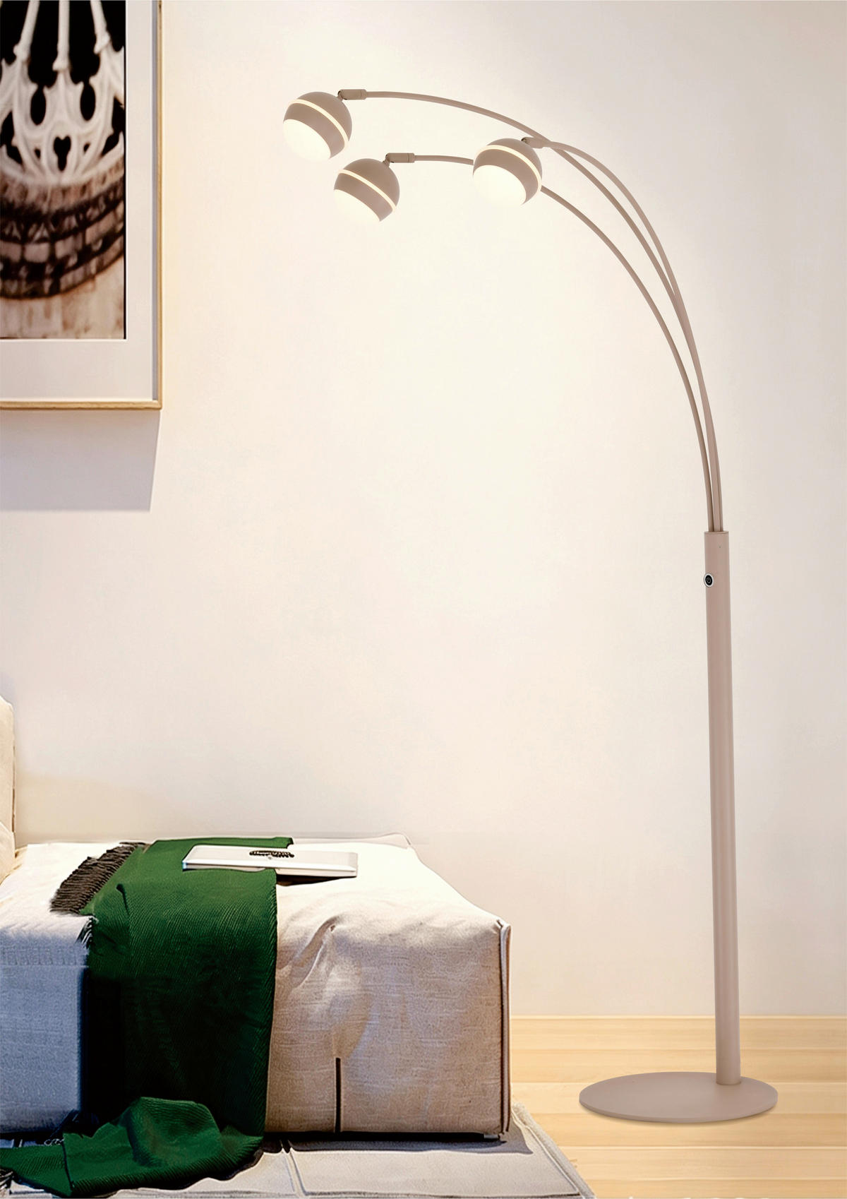 LED-STEHLEUCHTE Biarritz 78/170/79 cm  - Sandfarben/Schwarzchrom, Design, Kunststoff/Metall (78/170/79cm)