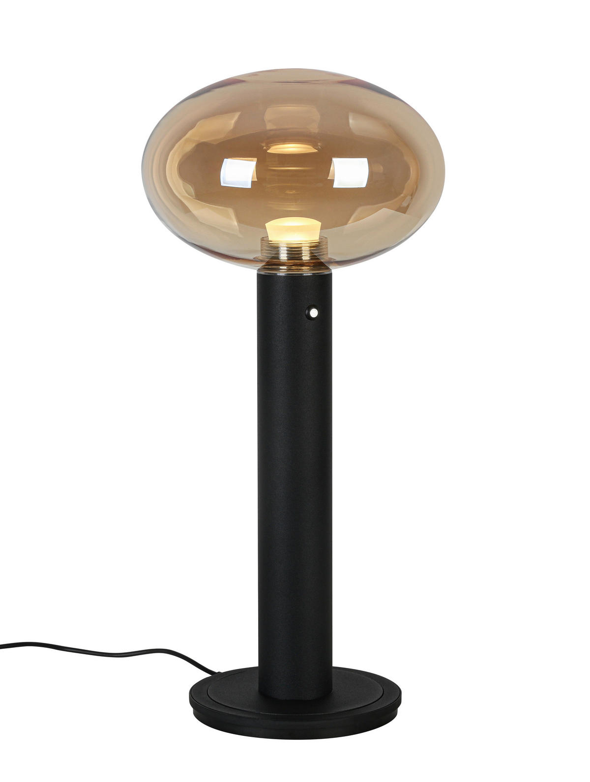 AKKU-TISCHLEUCHTE 20/42 cm  - Bernsteinfarben/Schwarz, Design, Glas/Kunststoff (20/42cm) - Dieter Knoll