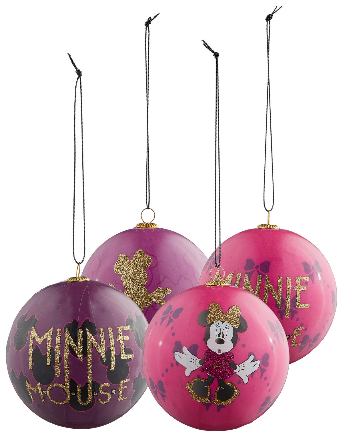 CHRISTBAUMKUGEL-SET 4-teilig Minnie Mouse  - Pink, Trend, Kunststoff - Disney