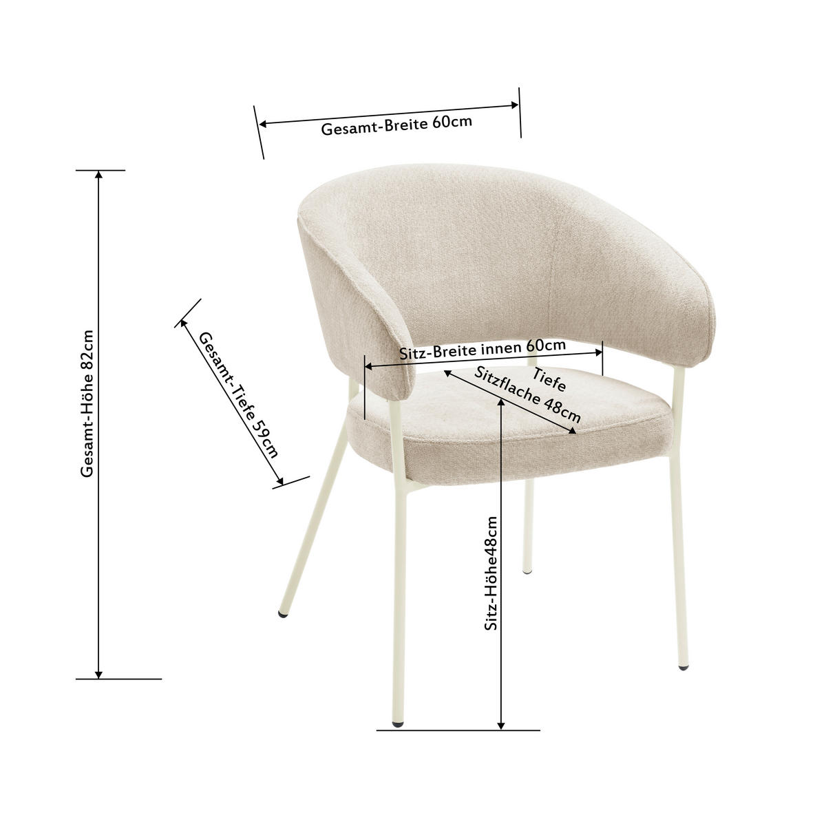 NASLANJAČ, les, kovina, tekstil bež  - bež, Trendi, kovina/tekstil (60/81/60cm) - Livetastic