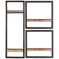 WANDREGALSET 65/75/25 cm  - Multicolor/Schwarz, Design, Holz/Metall (65/75/25cm) - MID.YOU