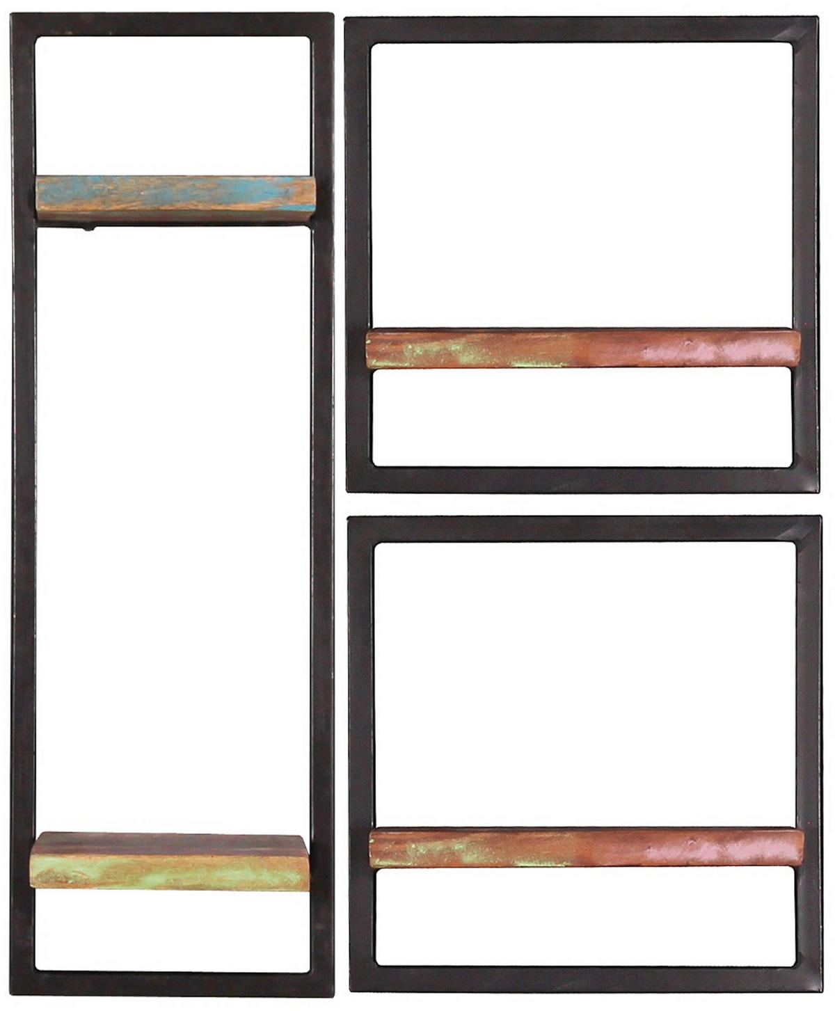 WANDREGAL 35/35/25 cm  - Multicolor/Schwarz, Design, Holz/Metall (35/35/25cm) - MID.YOU