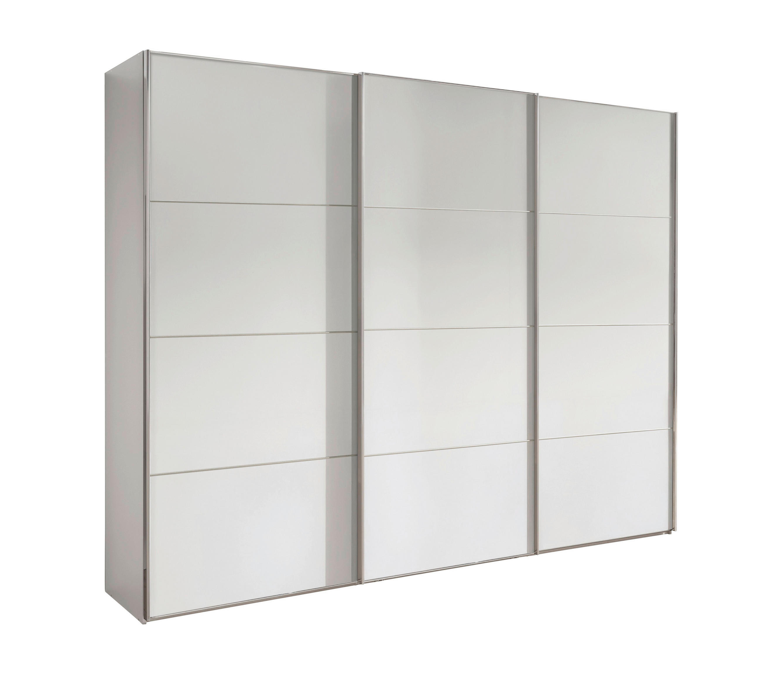SCHWEBETÜRENSCHRANK 225/236/67 cm,  in Weiß, 3 Tür(en)  - Chromfarben/Weiß, MODERN, Holzwerkstoff/Metall (225/236/67cm) - Chameo