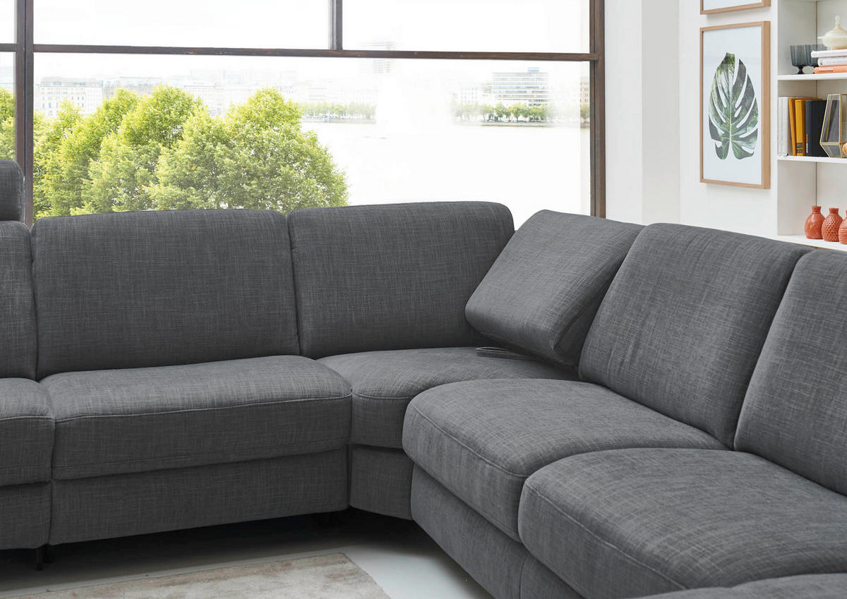 WOHNLANDSCHAFT in Mikrofaser Dunkelbraun  - Chromfarben/Dunkelbraun, Design, Textil/Metall (278/364/166cm) - Valdera