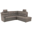 ECKSOFA Grau Mikrofaser  - Beige/Alufarben, KONVENTIONELL, Textil/Metall (239/219cm) - Carryhome