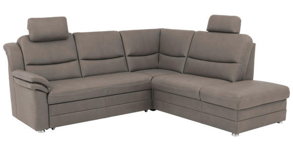ECKSOFA Grau Mikrofaser - Beige/Alufarben, KONVENTIONELL, Textil/Metall (239/219cm) - Carryhome