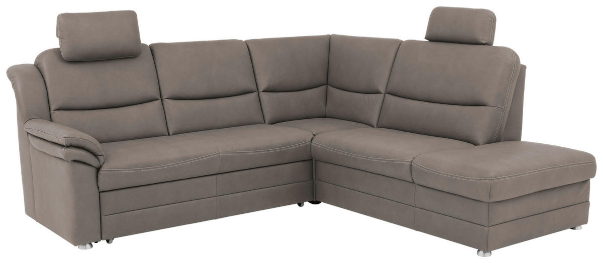 ECKSOFA in Mikrofaser Grau  - Beige/Alufarben, Konventionell, Textil/Metall (239/219cm) - Carryhome
