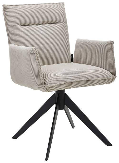 ARMLEHNSTUHL  in Eisen Cord  - Ecru/Schwarz, Design, Textil/Metall (59/87/62cm) - Johann Jakob
