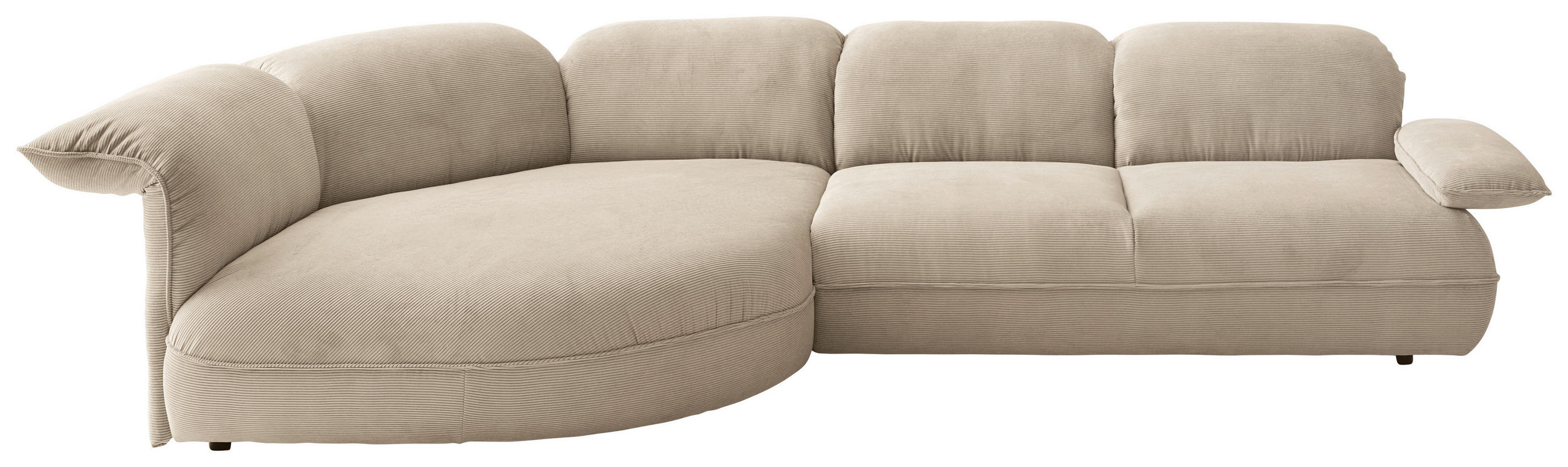 ECKSOFA Cord Beige  - Beige/Schwarz, Design, Kunststoff/Textil (154/343cm) - Koinor