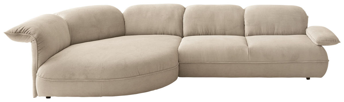ECKSOFA Cord Beige  - Beige/Schwarz, Design, Kunststoff/Textil (154/343cm) - Koinor