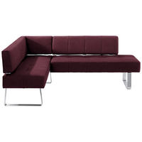 ECKBANK 165/227 cm Mikrofaser Edelstahlfarben, Bordeaux Metall   - Edelstahlfarben/Bordeaux, Design, Textil/Metall (165/227cm) - Moderano