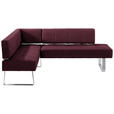 ECKBANK 165/227 cm  in Edelstahlfarben, Bordeaux  - Edelstahlfarben/Bordeaux, Design, Textil/Metall (165/227cm) - Moderano