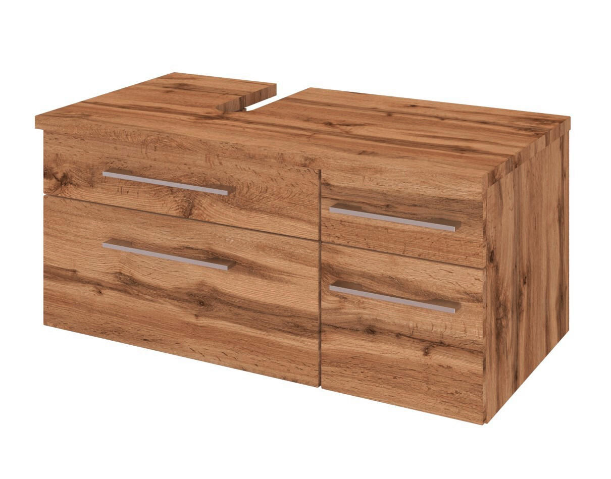 WASCHTISCHUNTERSCHRANK 90/41/47 cm  - Eiche Wotan/Alufarben, KONVENTIONELL, Holzwerkstoff/Metall (90/41/47cm)