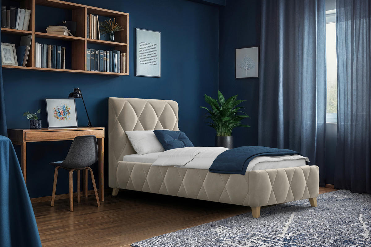 POLSTERBETT 80/200 cm, inkl. gepolstertes Kopfteil, Lattenrost, Bettkasten,  in Cappuccino  - Cappuccino, MODERN, Holz/Textil (80/200cm) - MID.YOU