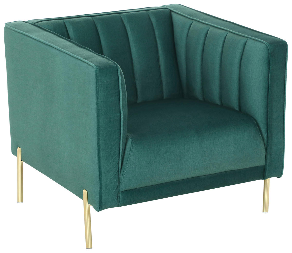 SESSEL in Samt Grün  - Goldfarben/Grün, Design, Textil/Metall (101/75/85cm) - Livetastic