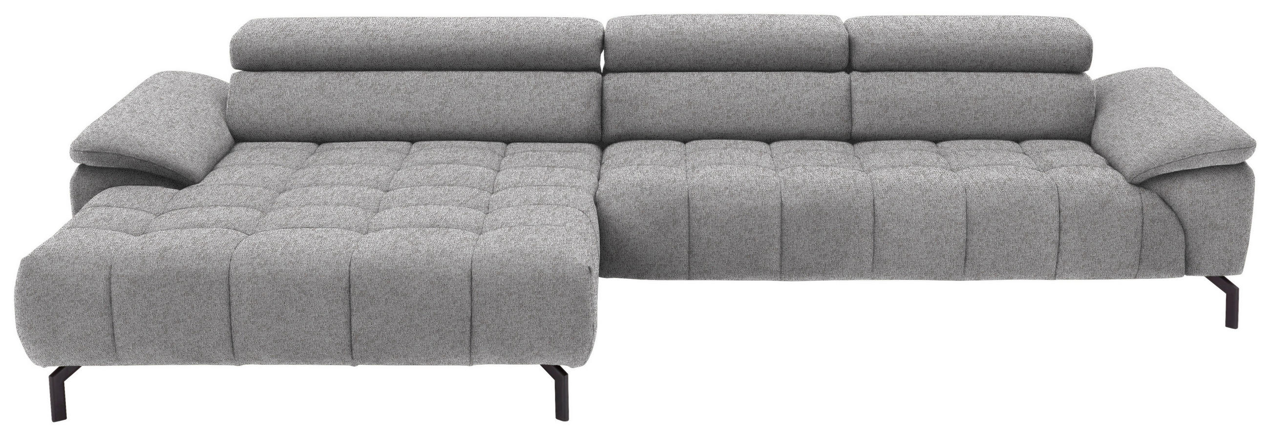 ECKSOFA Webstoff Hellbraun  - Hellbraun/Schwarz, Design, Textil/Metall (190/329cm) - Beldomo Style