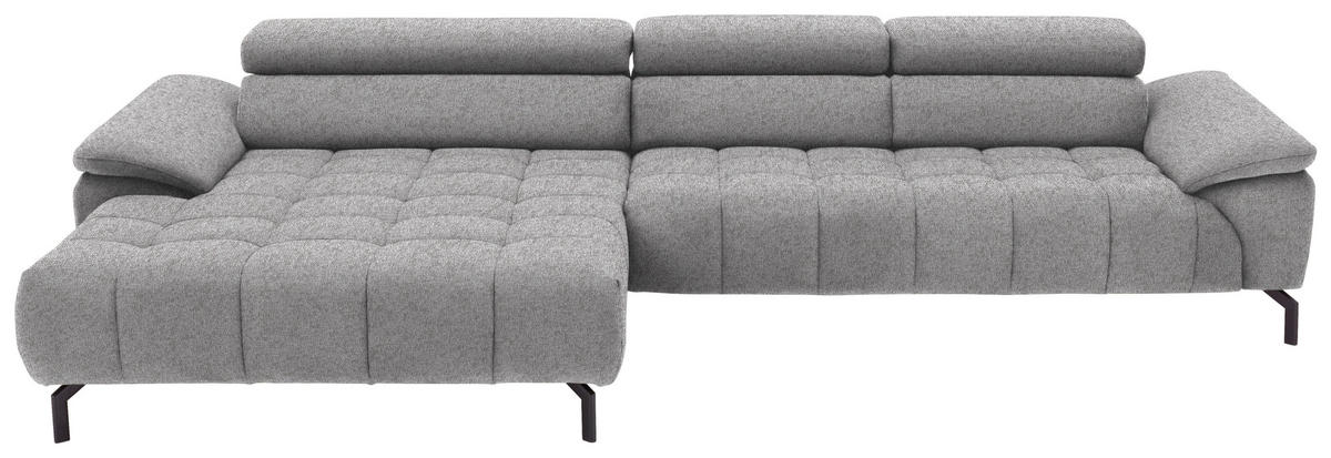 ECKSOFA Webstoff Hellbraun  - Hellbraun/Schwarz, Design, Textil/Metall (190/329cm) - Beldomo Style