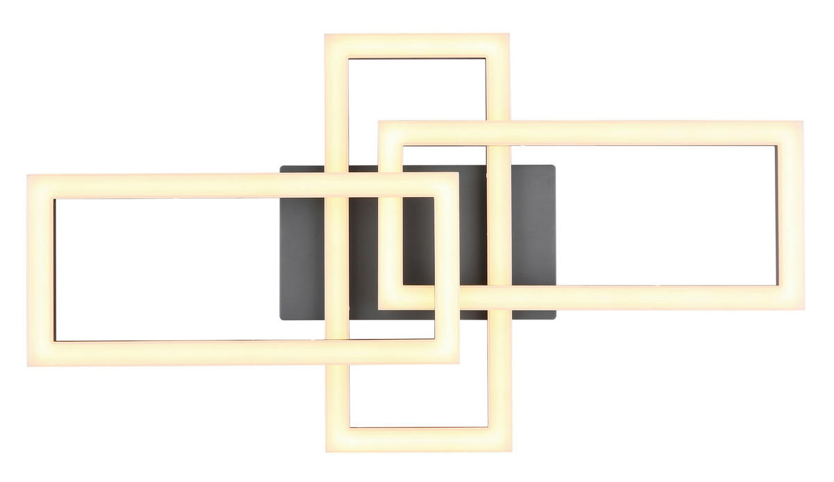 LED-DECKENLEUCHTE    61,4/34,1/9,3 cm  - Opal/Schwarz, Design, Kunststoff (61,4/34,1/9,3cm) - Globo