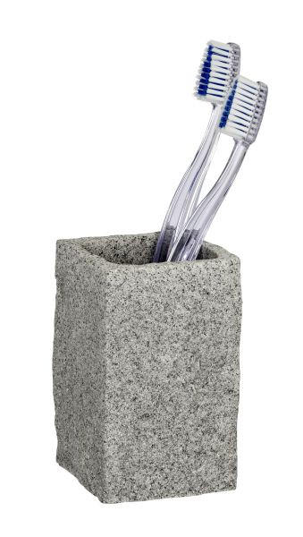 Wenko Zahnputzbecher Grau 6x10.5x6 cm