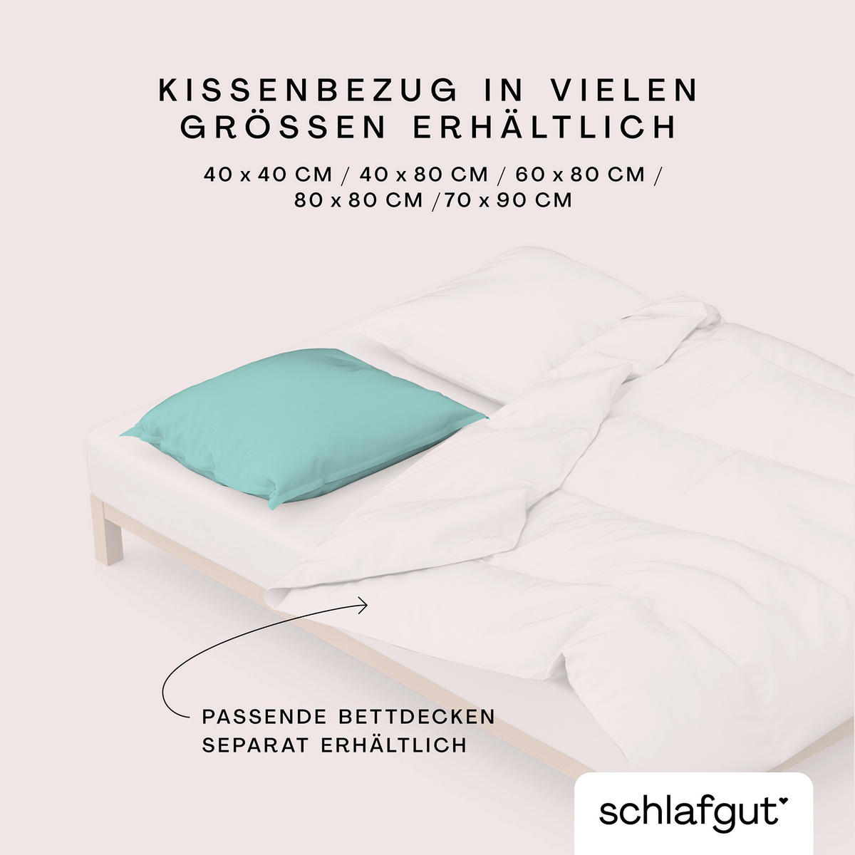 KOPFPOLSTERBEZUG WOVEN SATIN 60/80 cm  - Türkis, Basics, Textil (60/80cm) - Schlafgut