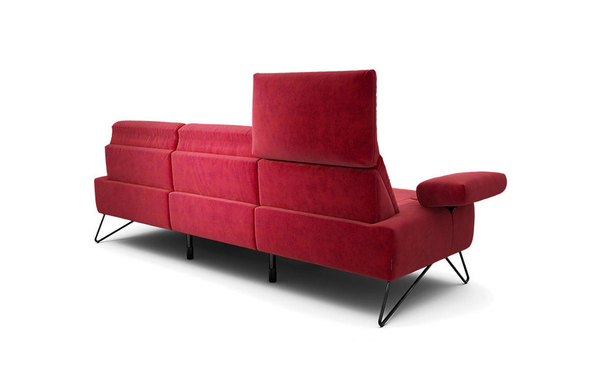3-SITZER-SOFA Samt Rot  - Rot/Schwarz, Design, Textil/Metall (234-264/85/86-94cm) - SENSOO