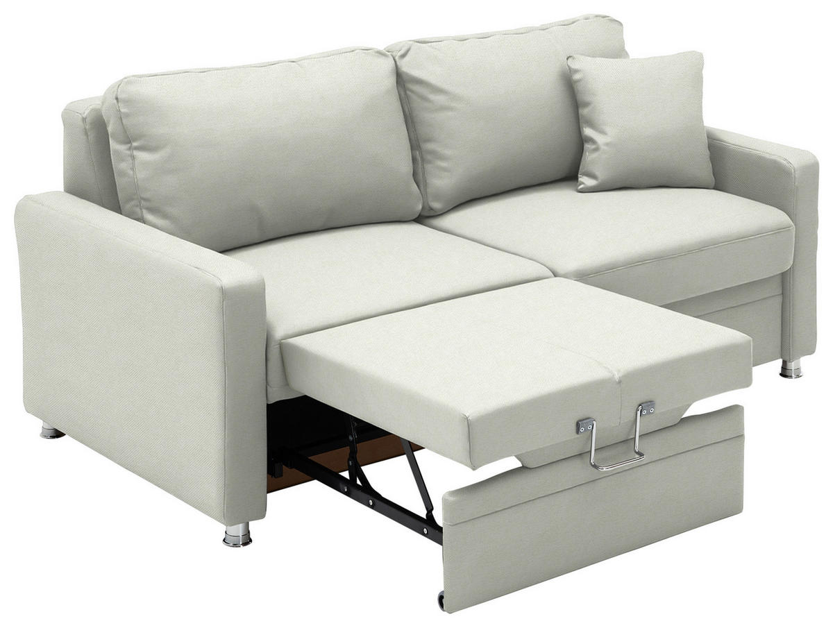 SCHLAFSOFA  in Chenille Weiß  - Chromfarben/Weiß, KONVENTIONELL, Textil/Metall (186/90/100cm) - Beldomo Style