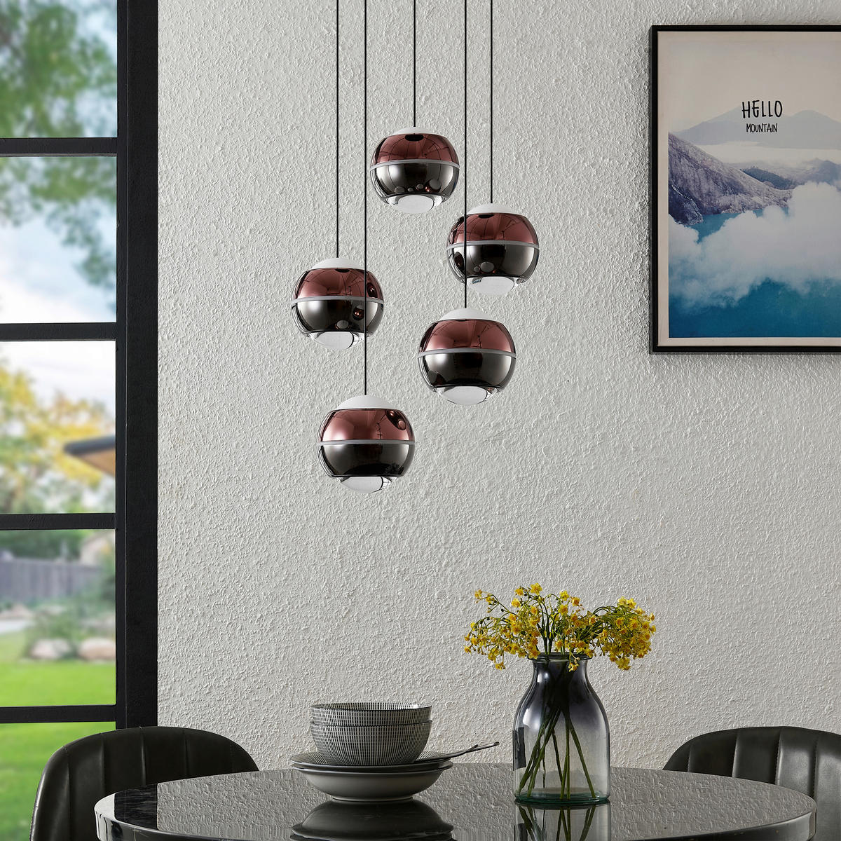 LED-HÄNGELEUCHTE Easy 31/150 cm   - Schwarz/Kupferfarben, Design, Glas/Kunststoff (31/150cm) - Dieter Knoll