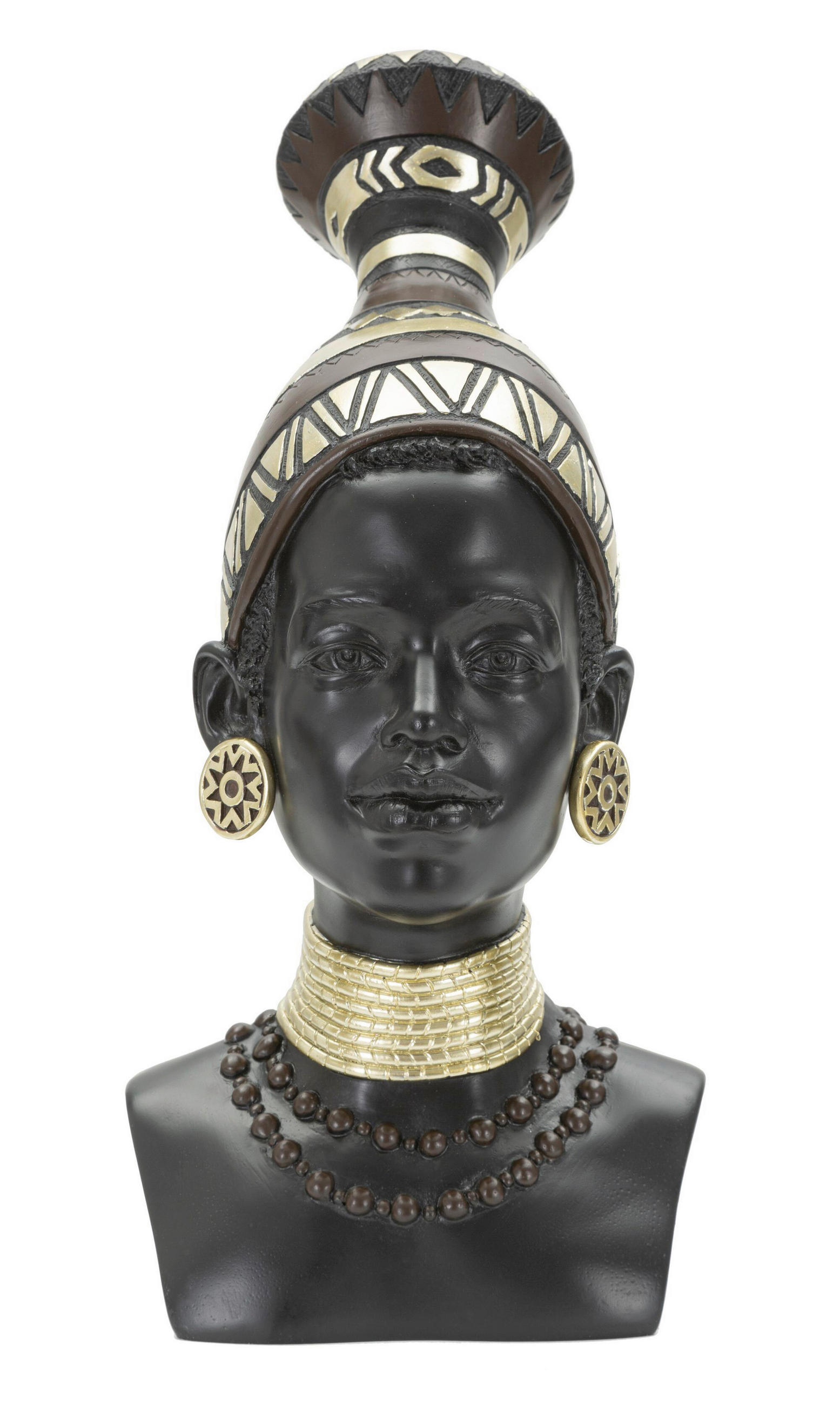 Skulptur Massai Woman Tribe Schwarz, Goldfarben, B: 23 Cm