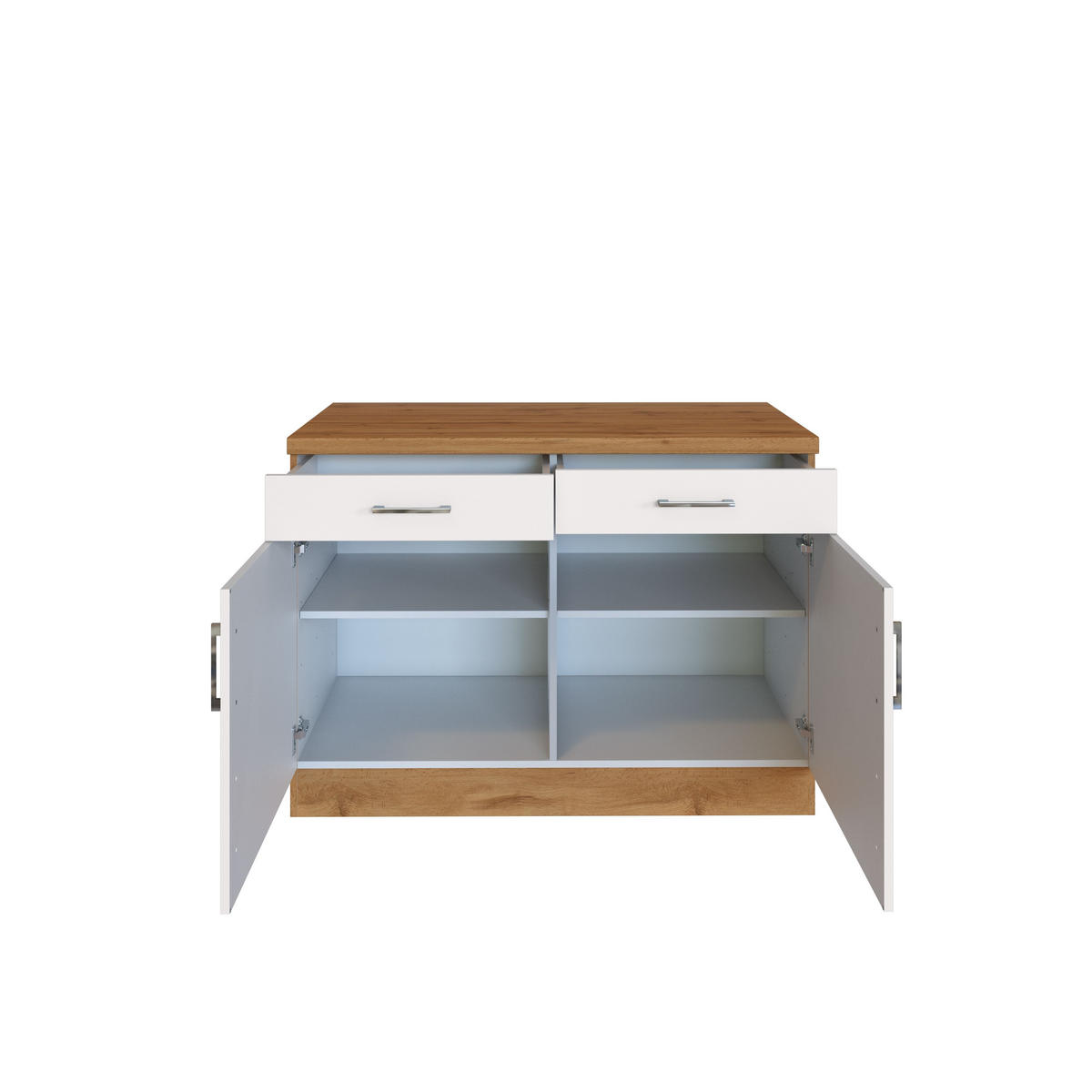 KÜCHENUNTERSCHRANK 100/85/60 cm  in Weiss  - Chromfarben/Weiss, Modern, Holzwerkstoff/Metall (100/85/60cm) - Held