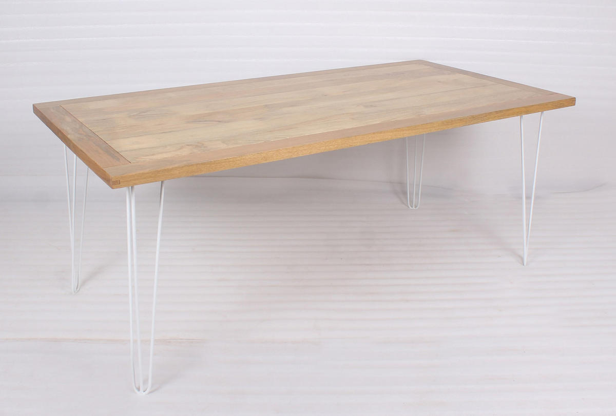 ESSTISCH Mangoholz massiv rechteckig Naturfarben, Weiß  - Naturfarben/Weiß, LIFESTYLE, Holz/Metall (200/100/76cm) - Landscape