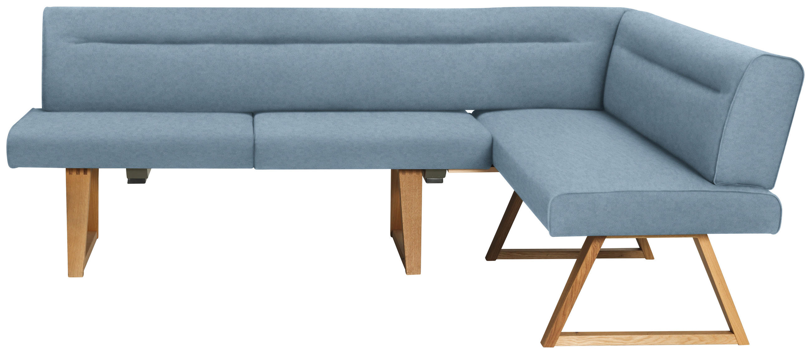 ECKBANK in Holz, Textil Eichefarben, Hellblau  - Eichefarben/Hellblau, Konventionell, Holz/Textil (230/170cm) - Moderano