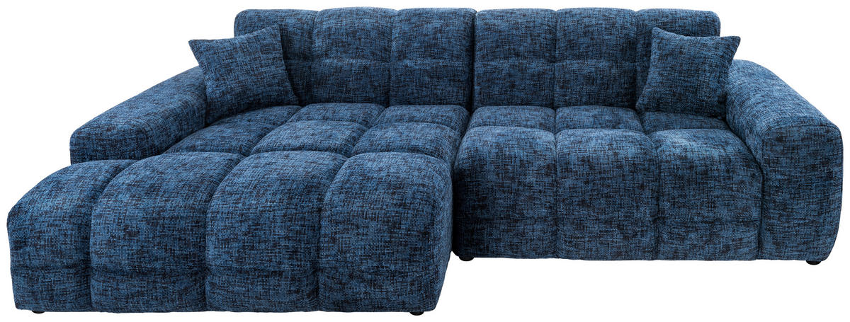 ECKSOFA in Struktur Blau  - Blau/Schwarz, Modern, Kunststoff/Textil (152/301cm) - Livetastic