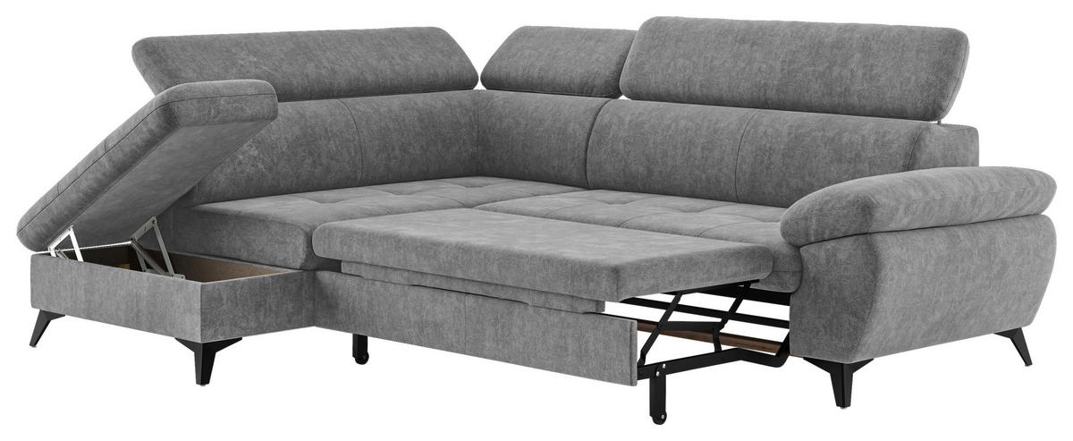 ECKSOFA in Grau  - Dunkelgrau/Schwarz, Textil/Metall (207/265cm) - MID.YOU