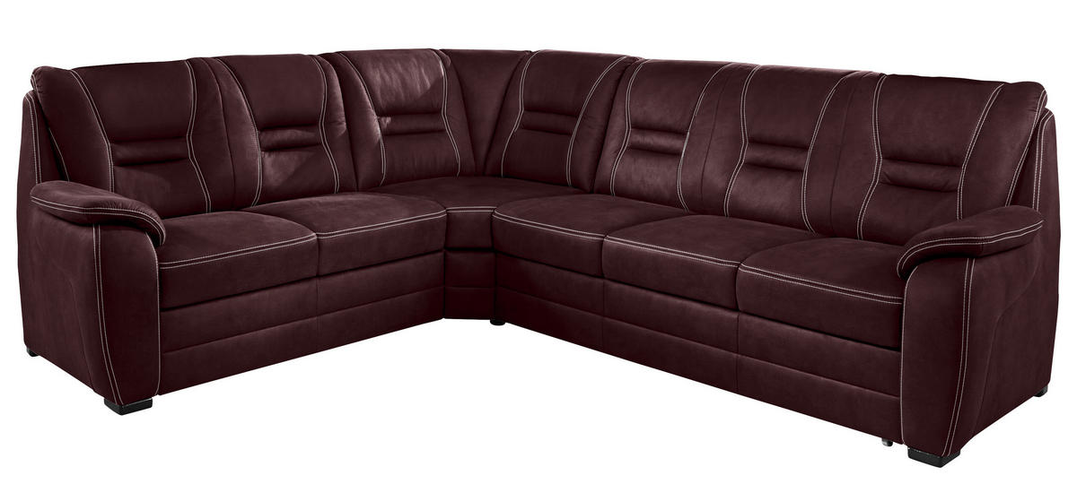ECKSOFA Weinrot Lederlook  - Beige/Weinrot, KONVENTIONELL, Holz/Textil (234/286cm) - Beldomo Comfort